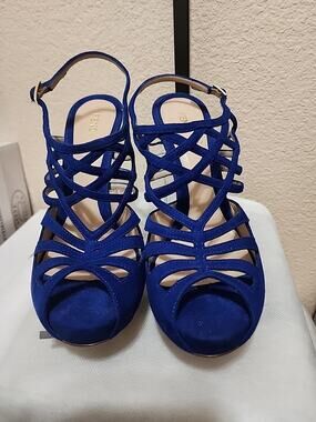 Fendi Royal Blue Suede Cut-out Caged Sandals EU 39